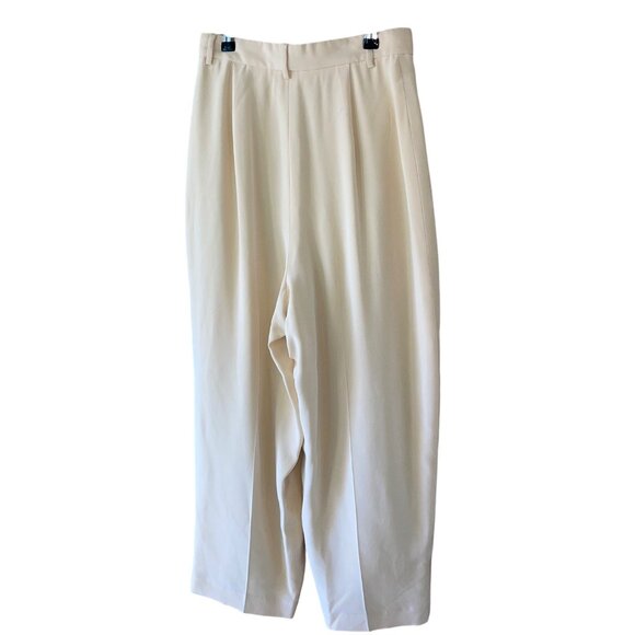 Omo Norma Kamali Vintage Womens Trousers Size 8 Cream Cropped Pleated High Rise - Picture 2 of 16